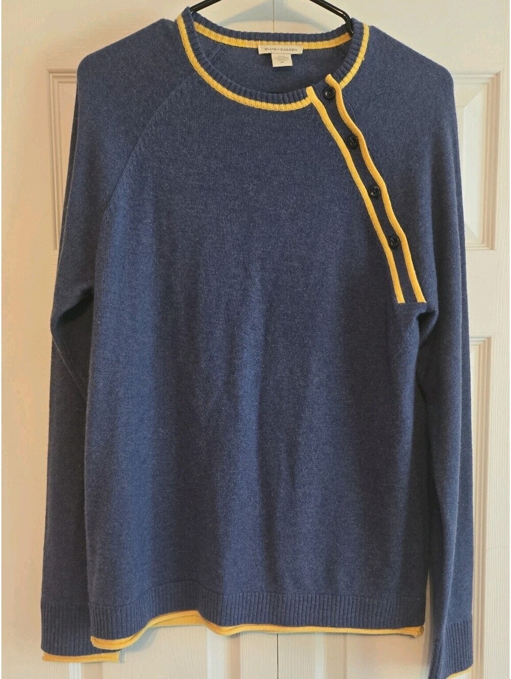 White & Warren 100% Cashmere Knit Sweater Womens Sz M preppy Academia